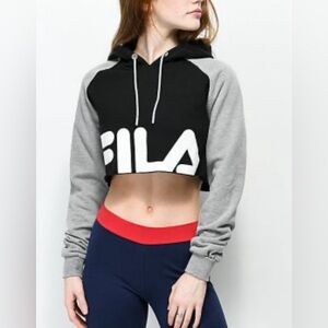 FILA Luciana Black & Grey Crop Hoodie